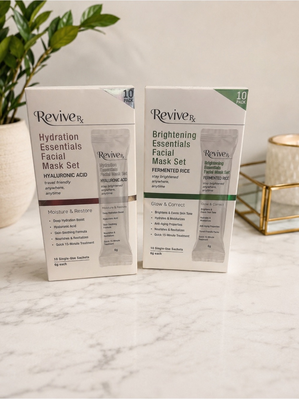 Revive RX Hydration & Brightening Essentials Facial Mask Set 1 box of each